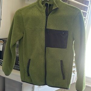 Olive Fleece Jacket with Dark Accents